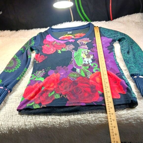Desigual Vintage Y2k Floral Japan Jumper Sweater/Knit. ArtWear. Woman L Fit Smal - Picture 16 of 16